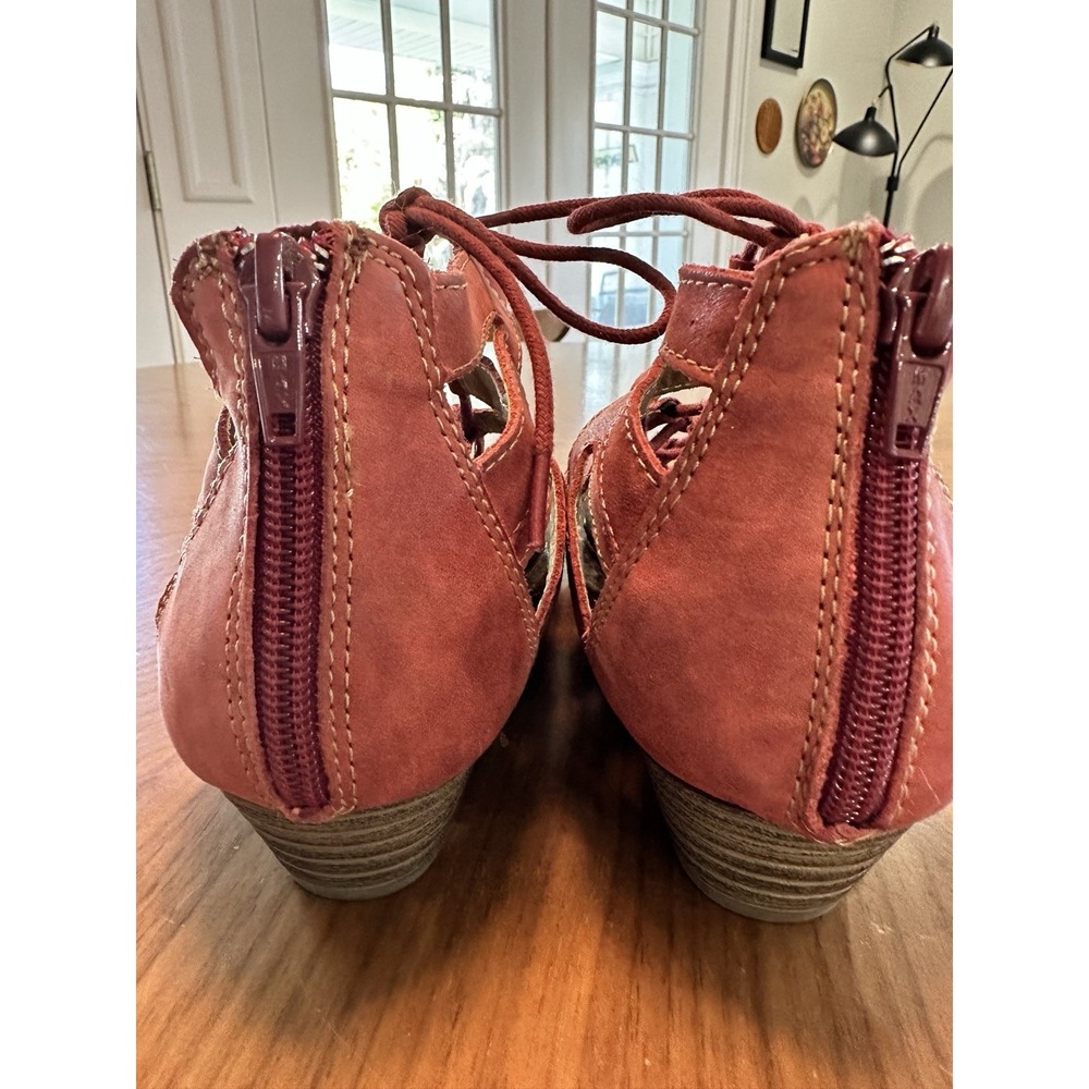 Earth Origins Shoes Women's Size 9M Red Leather Harley Gladiator Wedge Sandals - Picture 5 of 14